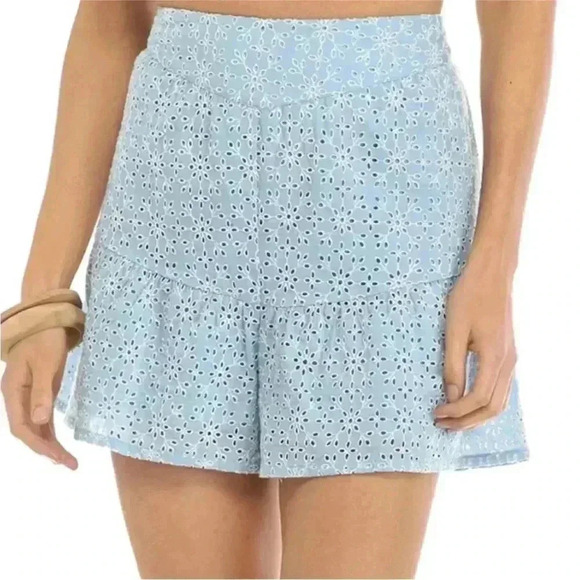 bcbgeneration blue eyelet ruffle top and skirt - Picture 2 of 7